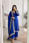 Ssc 730 Heavy Chinon Silk Embroidery Work Plazzo Suits